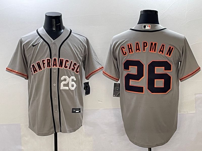 Men San Francisco Giants 26 Chapman Grey Game Nike 2025 MLB Jersey style 32
